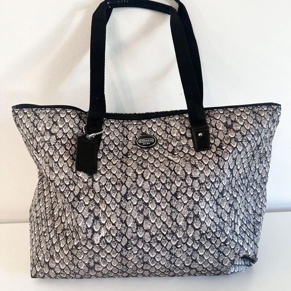 COACH- Ocelot Weekender Snake Print Fabric Tote - Picture 1 of 6